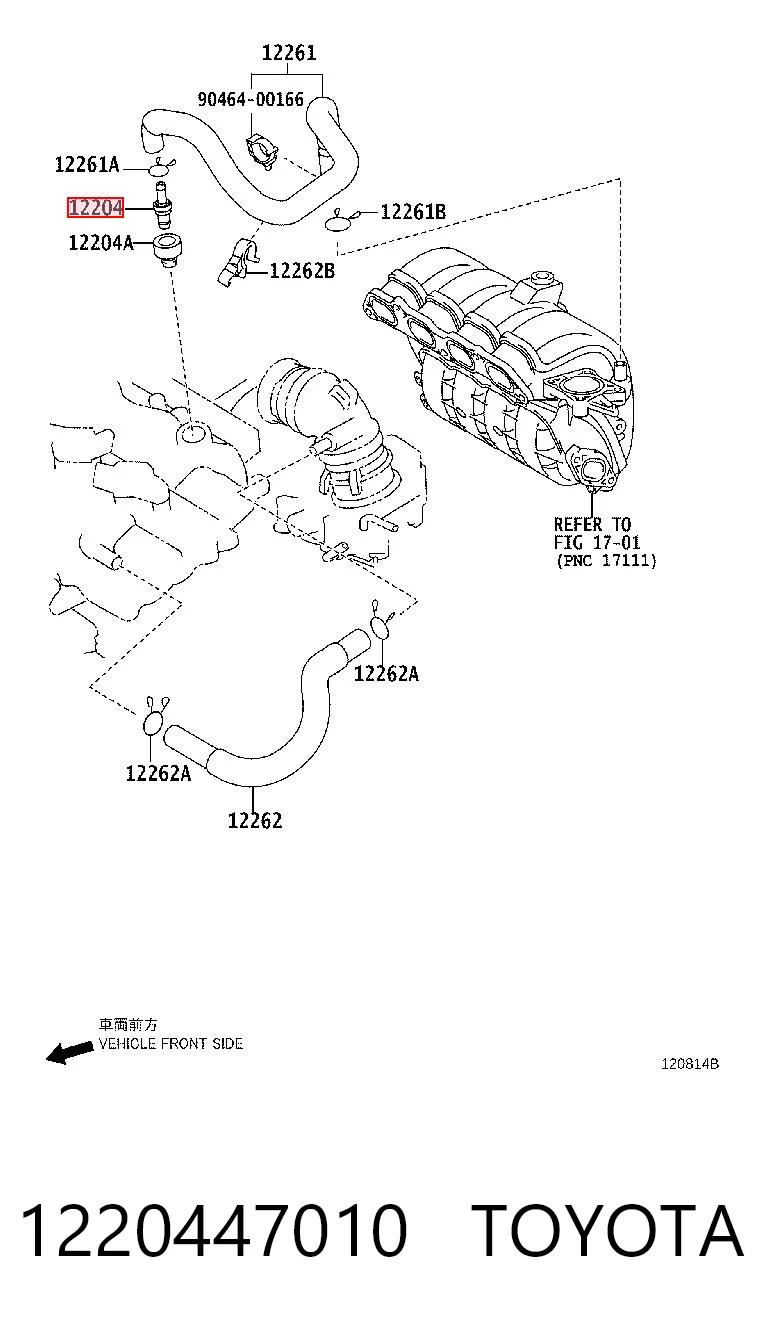 1220447010 Toyota Zawór PCV odpowietrzający silnik