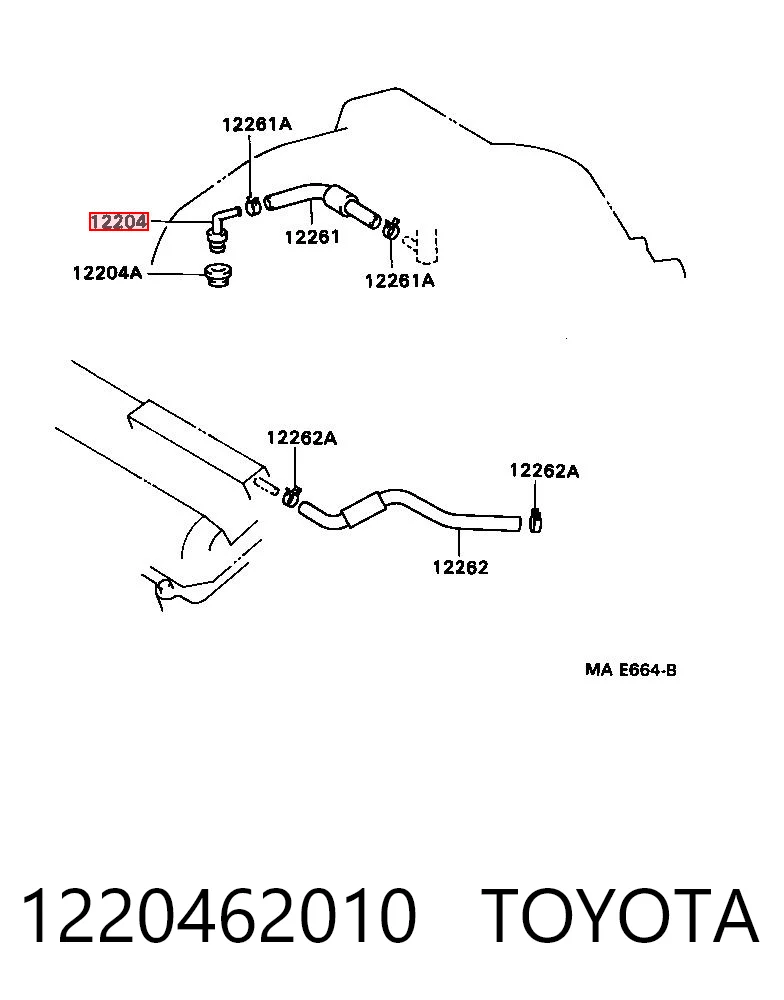 1220462010 Toyota Zawór PCV odpowietrzający silnik
