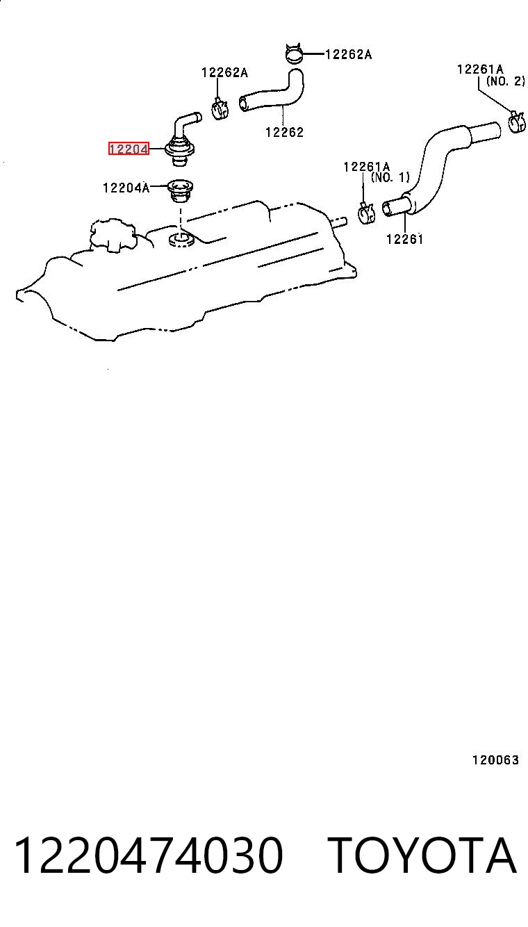 1220474030 Toyota Zawór PCV odpowietrzający silnik