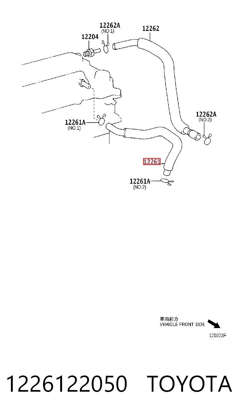 1226122050 Toyota Króciec wentylacji kadłuba (separatora oleju)