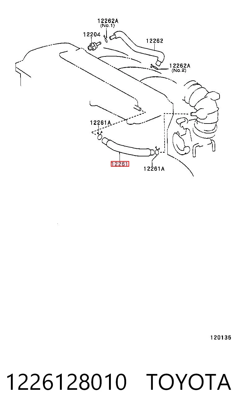 1226128010 Toyota Króciec wentylacji kadłuba (separatora oleju)