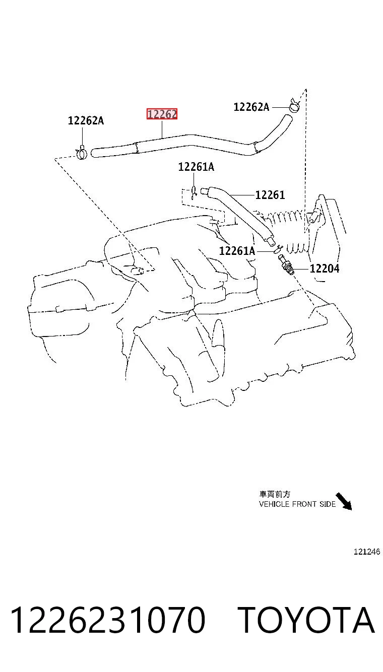 1226231070 Toyota Króciec wentylacji kadłuba (separatora oleju)