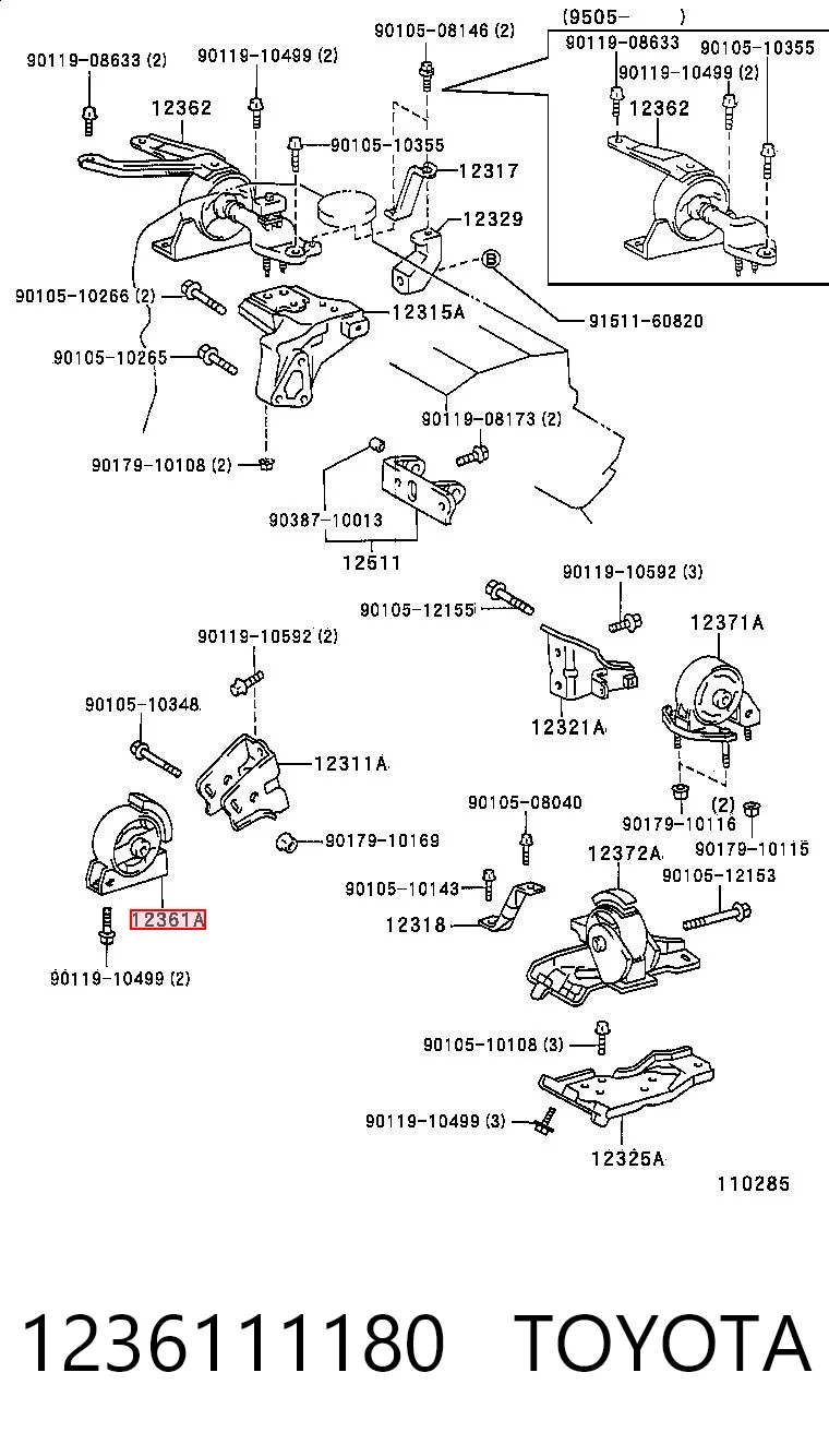 Poduszka (podpora) silnika przednia do Toyota Corolla  