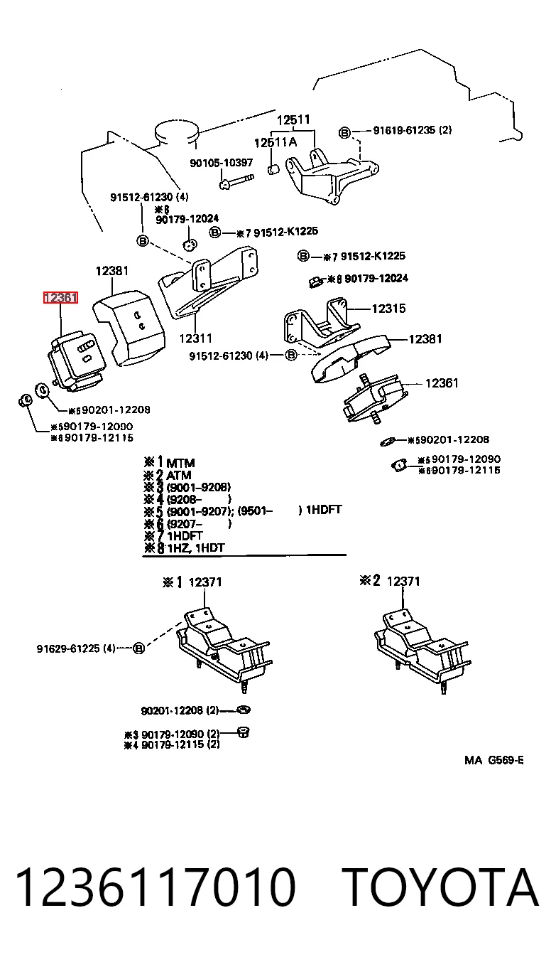 Poduszka (podpora) silnika przednia Toyota Land Cruiser 80 SUV (J8) (1990 - 1998) cena, od 29,69 USD