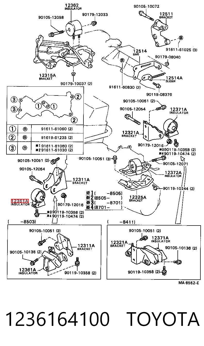 1236164100 Toyota Poduszka (podpora) silnika przednia