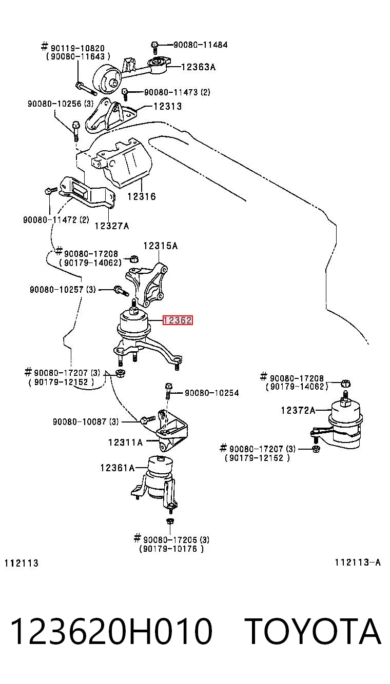 123620H010 Toyota Poduszka (podpora) silnika prawa
