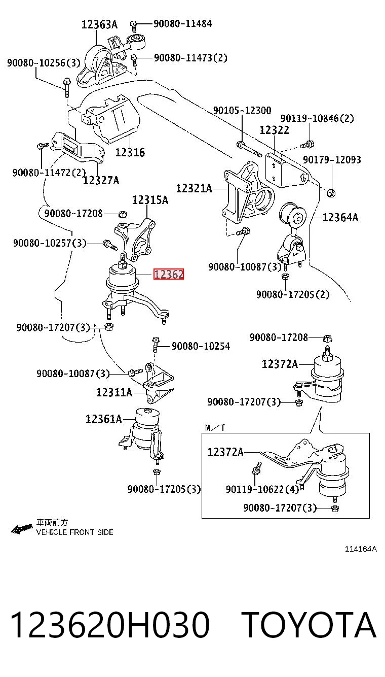 123620H030 Toyota Poduszka (podpora) silnika prawa