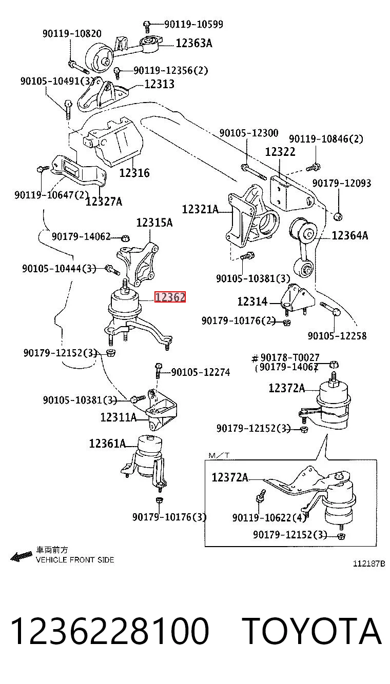 1236228100 Toyota Poduszka (podpora) silnika prawa