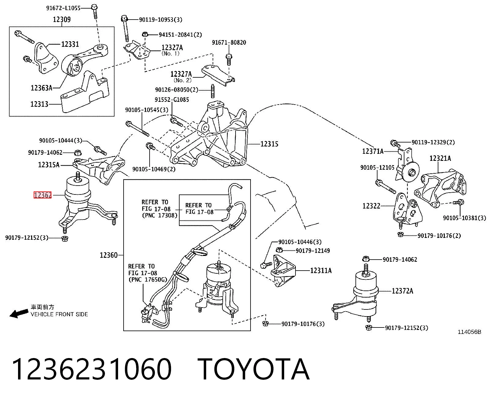 1236231060 Toyota Poduszka (podpora) silnika prawa