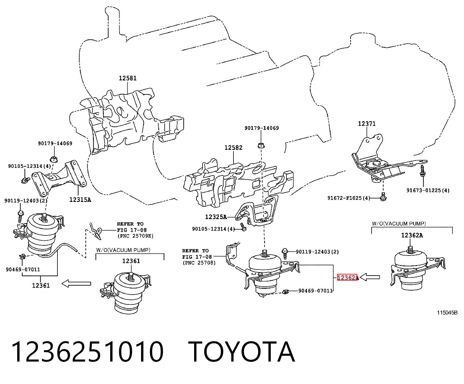 1236251010 Toyota Poduszka (podpora) silnika lewa
