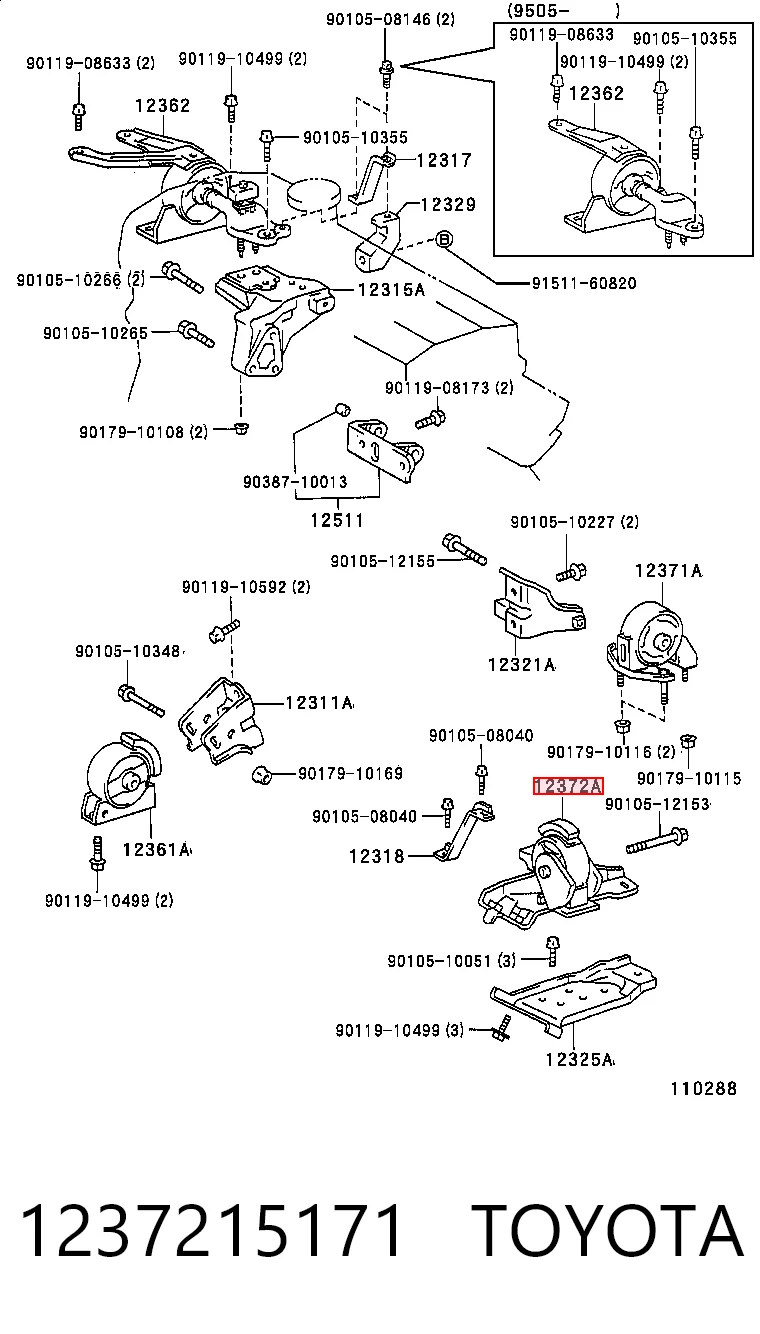  Poduszka (podpora) silnika lewa Toyota Carina 2