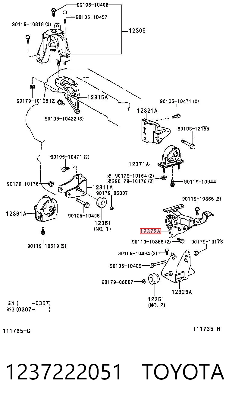 Poduszka (podpora skrzyni biegów) Toyota RAV4 II SUV (XA2) (2000 - 2005) cena, od 41,22 USD