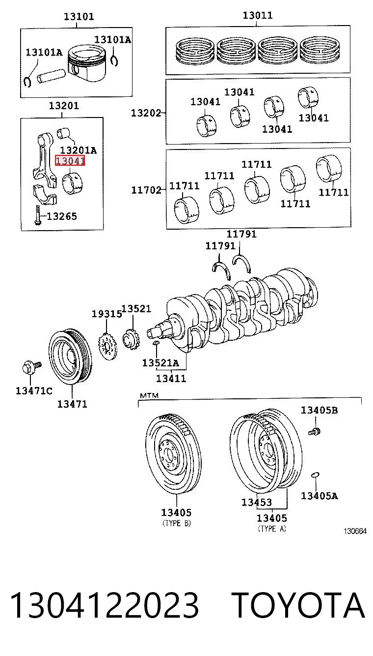Panewki korbowodowe wału korbowego, zestaw, standardowe (STD) Toyota Corolla sedana (E12) (2002 - 2006) cena, od 17,25 USD