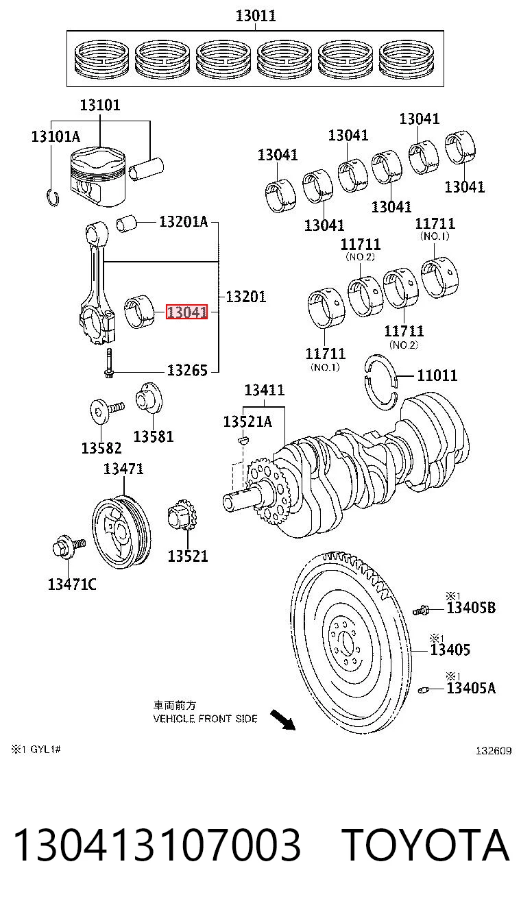 130413107003 Toyota Panewki korbowodowe wału korbowego, zestaw, standardowe (STD)