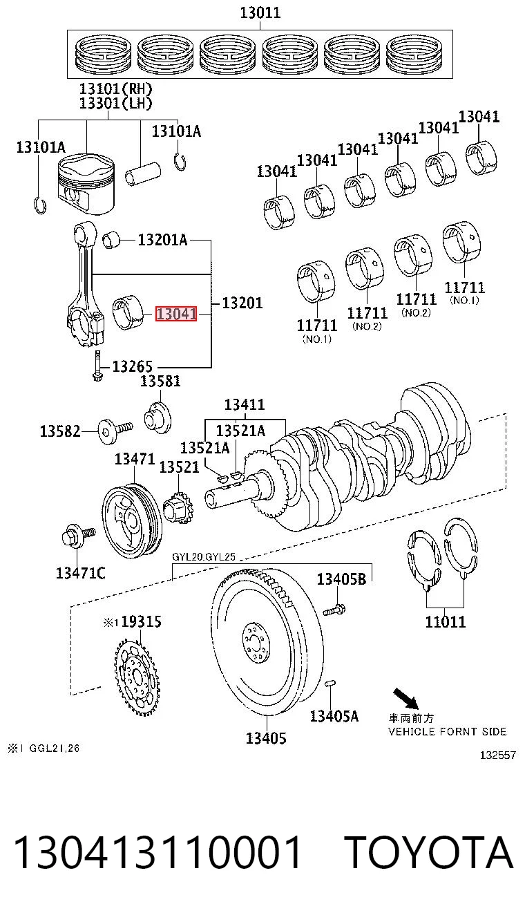 Panewki korbowodowe wału korbowego, zestaw, standardowe (STD) Toyota Camry VI sedana (V40) (2006 - 2014) cena, od 12,25 USD