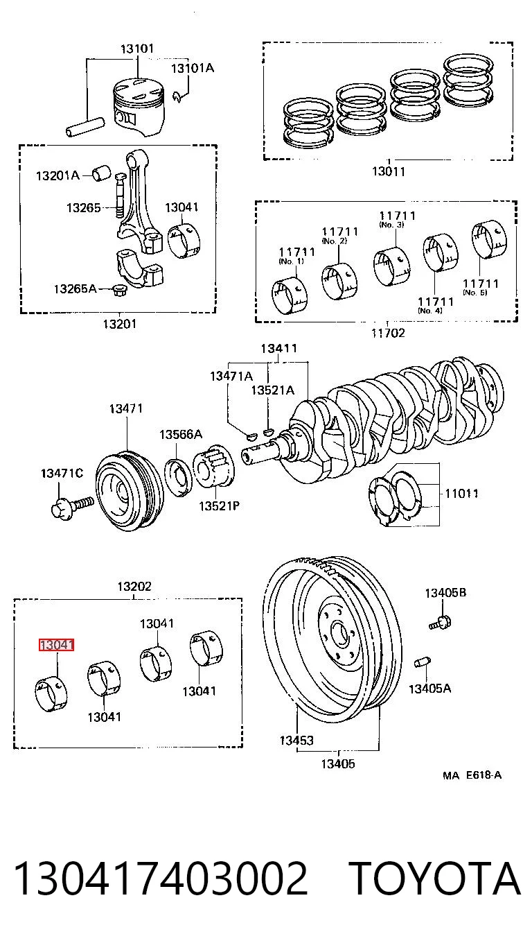 Panewki korbowodowe wału korbowego, zestaw, standardowe (STD) Toyota Camry III sedana (V10) (1991 - 1996) cena, od 15,64 USD