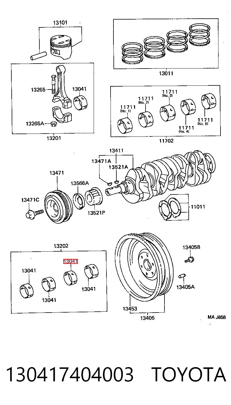 Panewki korbowodowe wału korbowego, zestaw, standardowe (STD) Toyota Camry III sedana (V10) (1991 - 1996) cena, od 15,64 USD