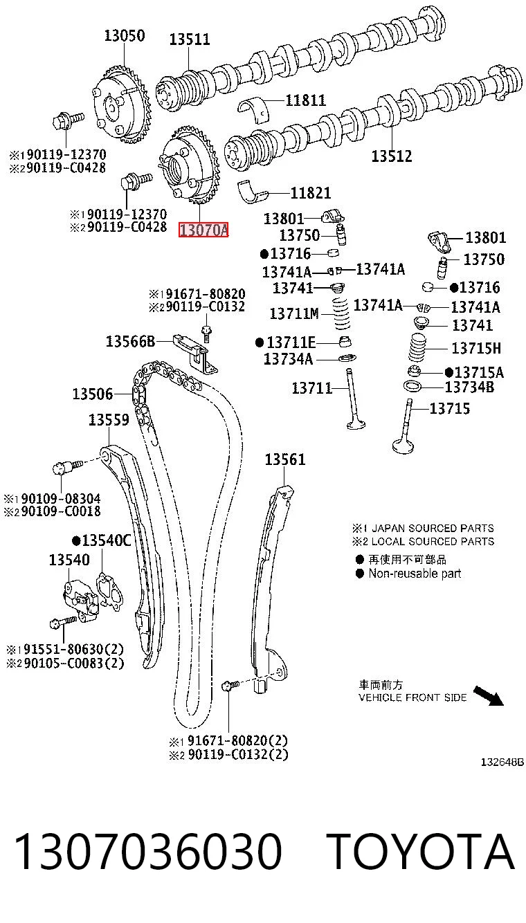 1307036030 Toyota Koło zębate walcowe wałka rozrządu wydechowego