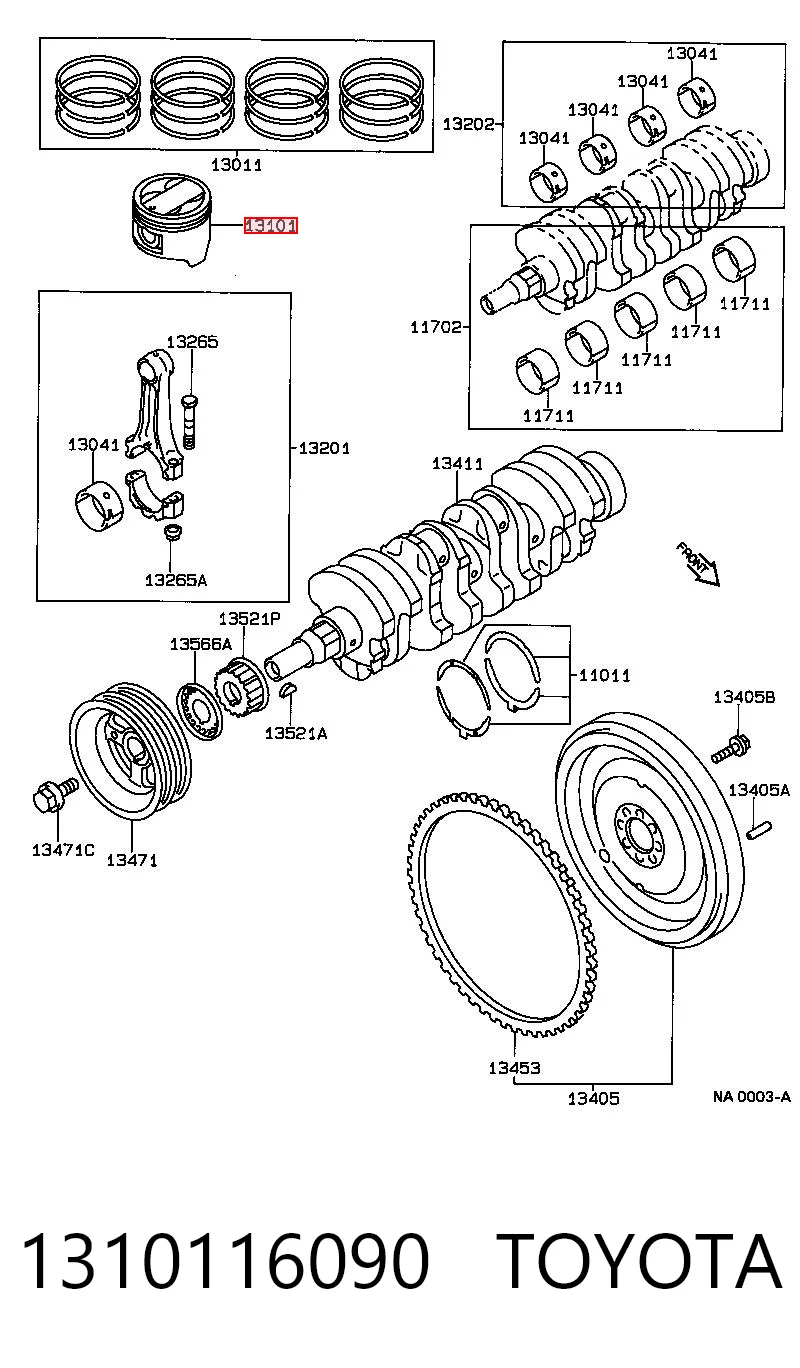  Tłok, komplet do jednego cylindru, STD Toyota Avensis 1