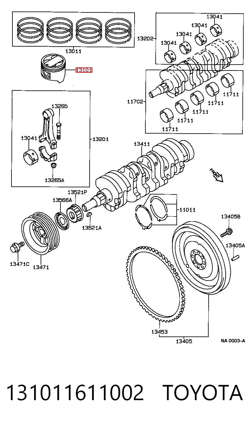 Do koszyka Tłok, komplet do jednego cylindru, STD Toyota Avensis I T22