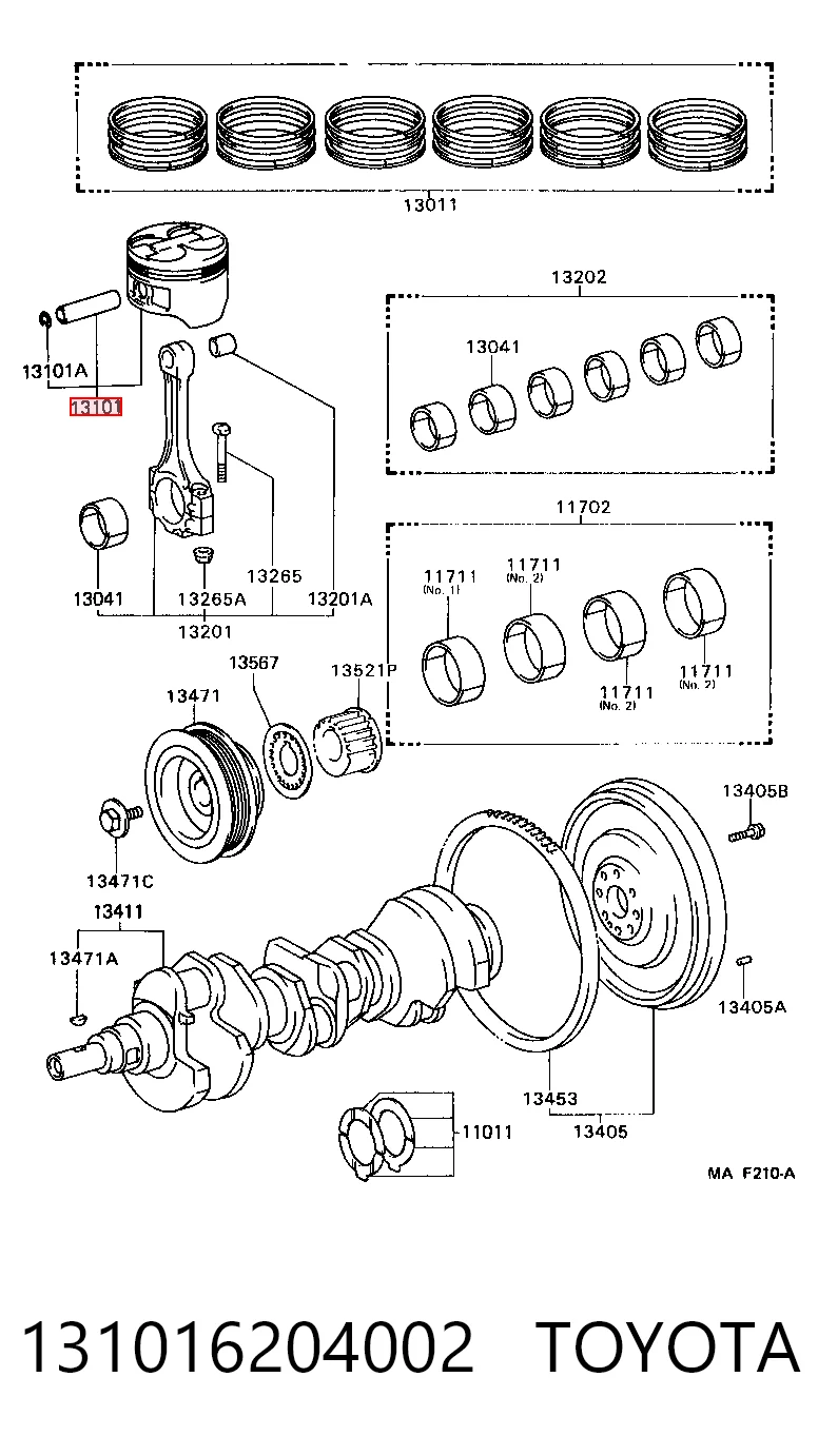 Tłok, komplet do jednego cylindru, STD do Toyota Camry III V10