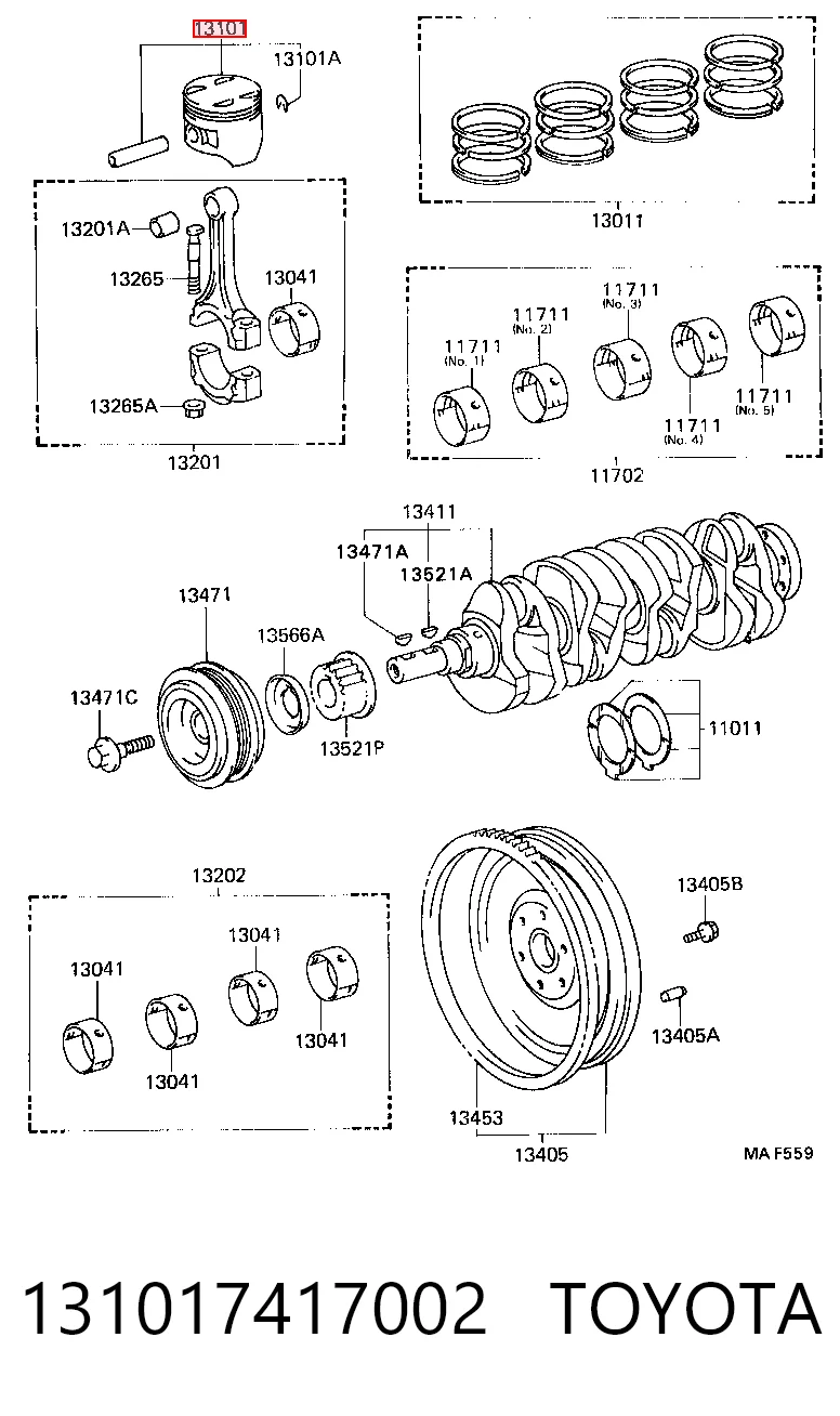 Tłok, komplet do jednego cylindru, STD do Toyota Camry II V2