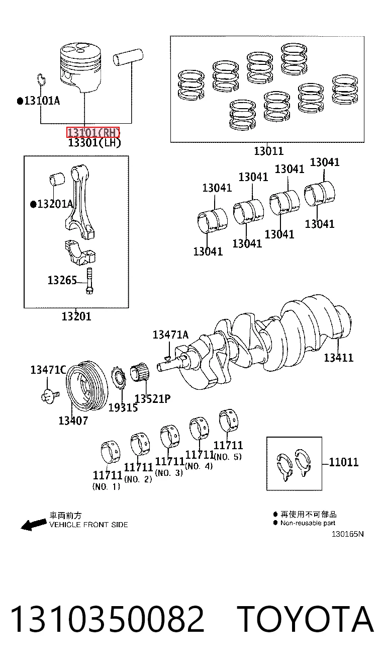 Tłok, komplet na 1 cylinder, 2. naprawa (+0,50) do Lexus LX 470 UZJ100