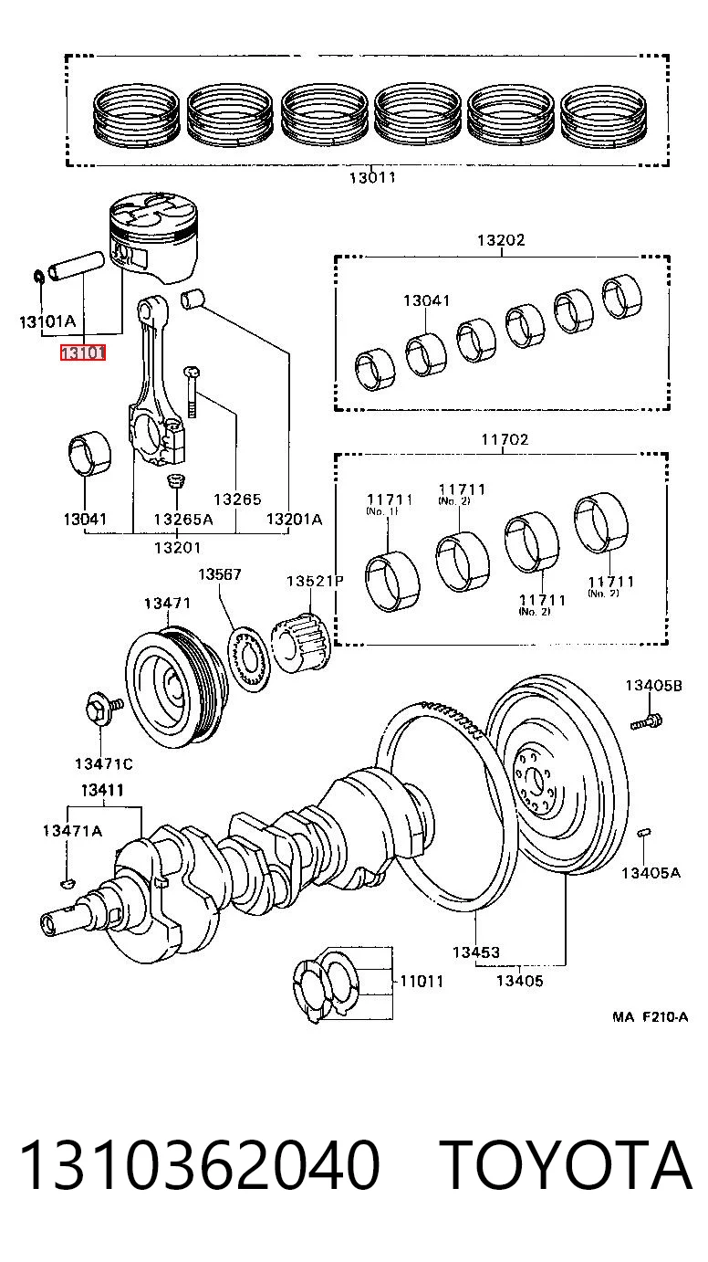  Tłok, komplet do jednego cylindru, STD Toyota Camry 3