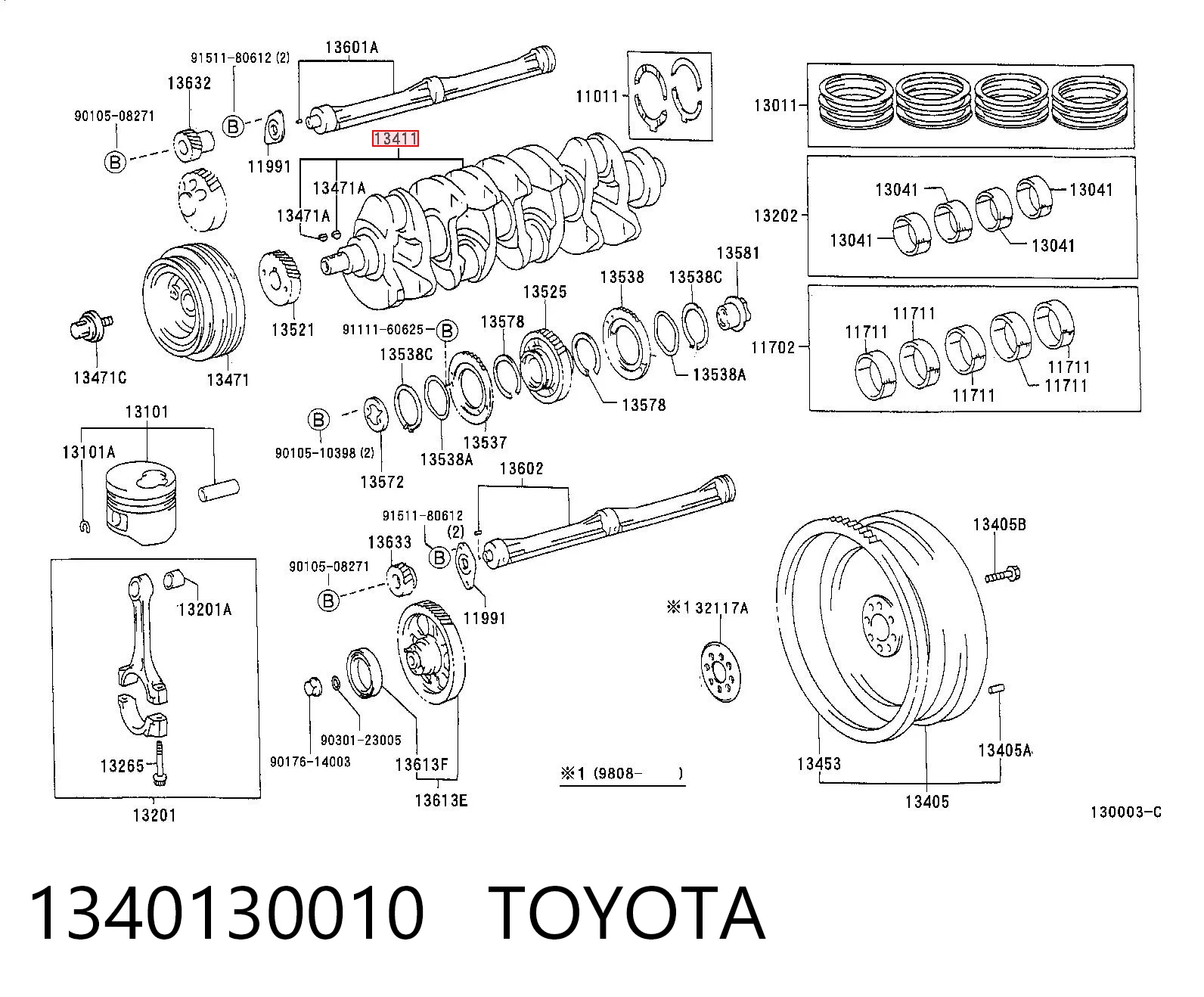 1340130010 Toyota Wał korbowy silnika