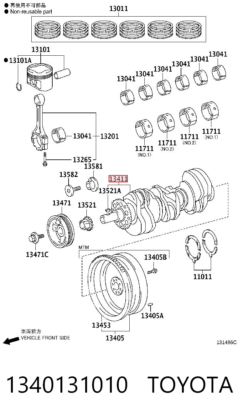 Wał korbowy silnika do Toyota Land Cruiser PRADO ASIA J12