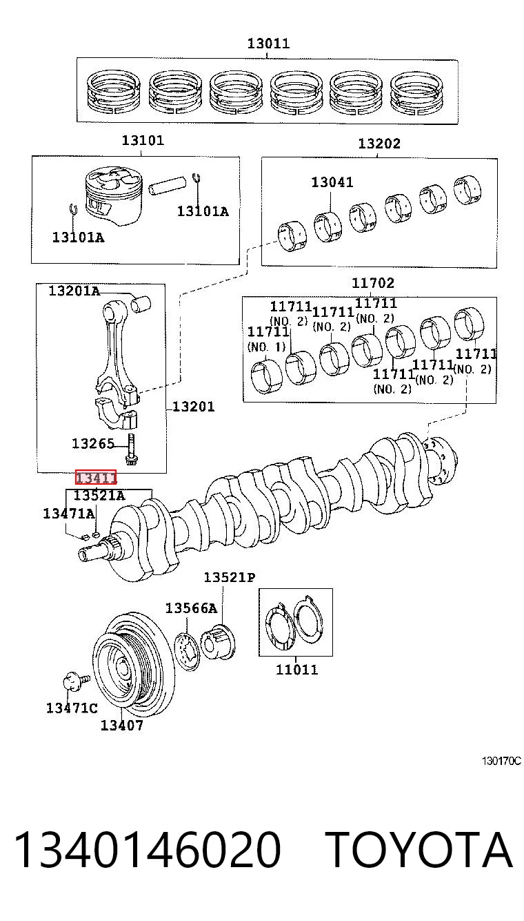 1340146020 Toyota Wał korbowy silnika