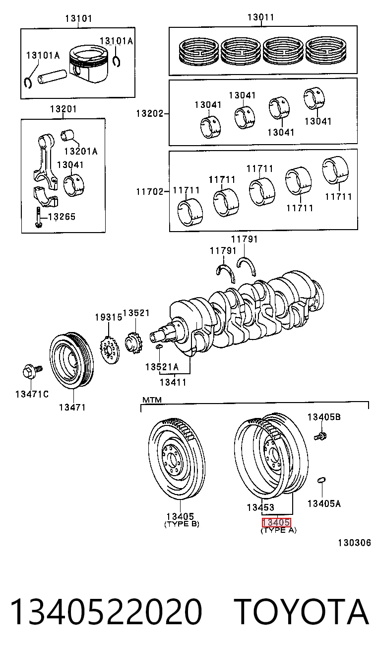 1340522020 Toyota Koło zamachowe silnika