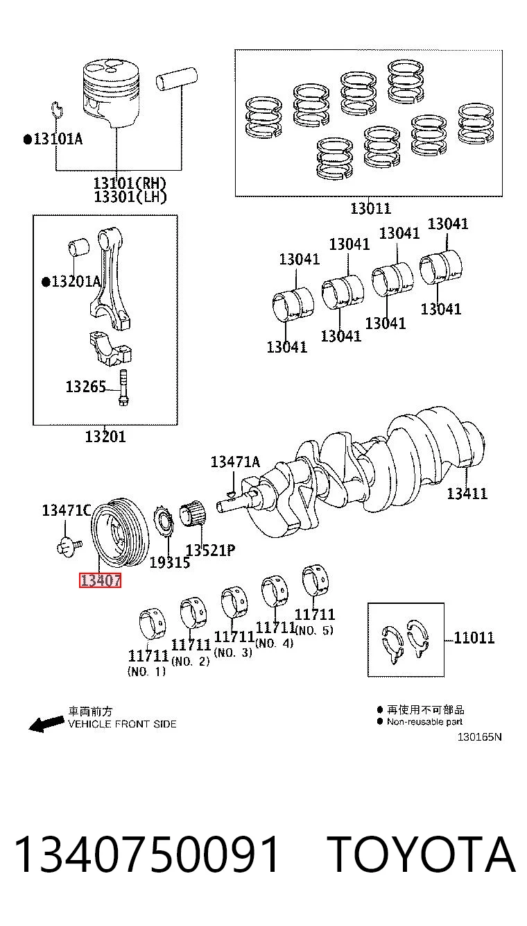1340750091 Toyota Koło pasowe wału korbowego