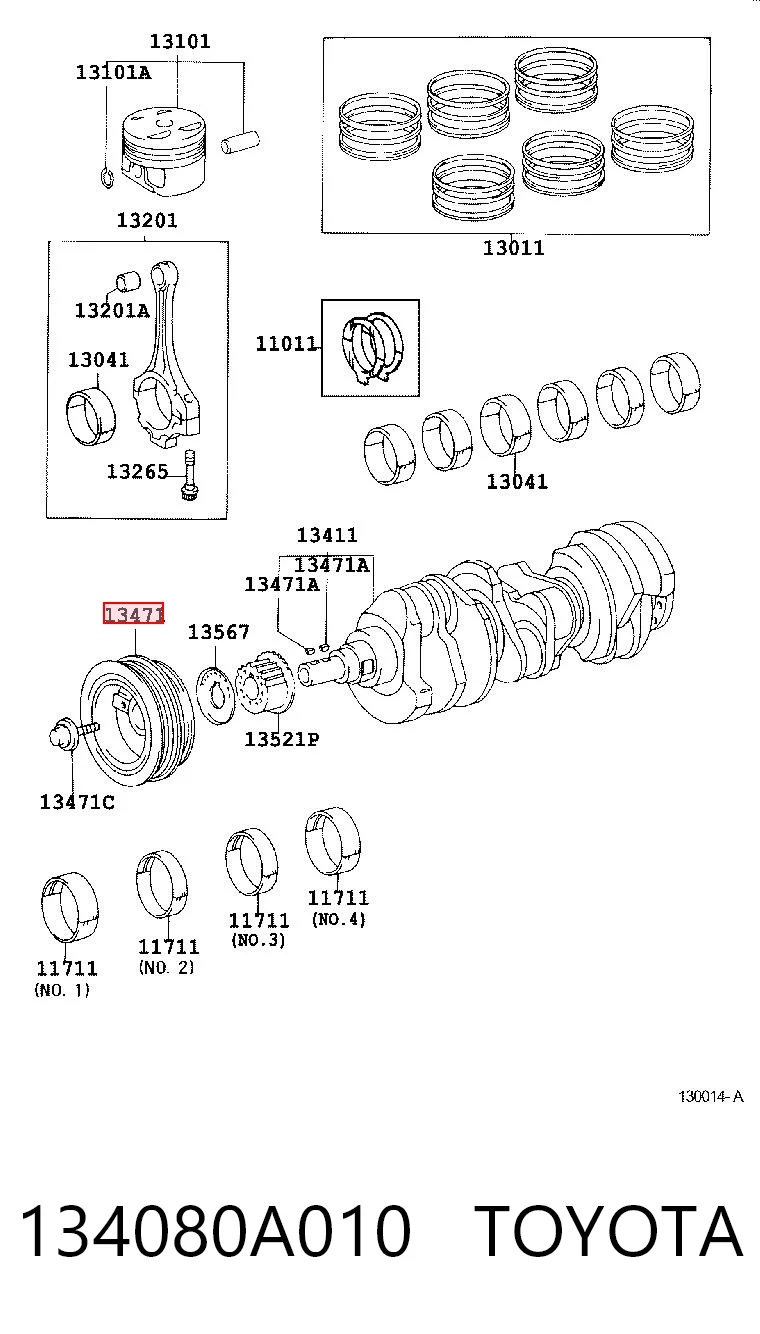 134080A010 Toyota Koło pasowe wału korbowego