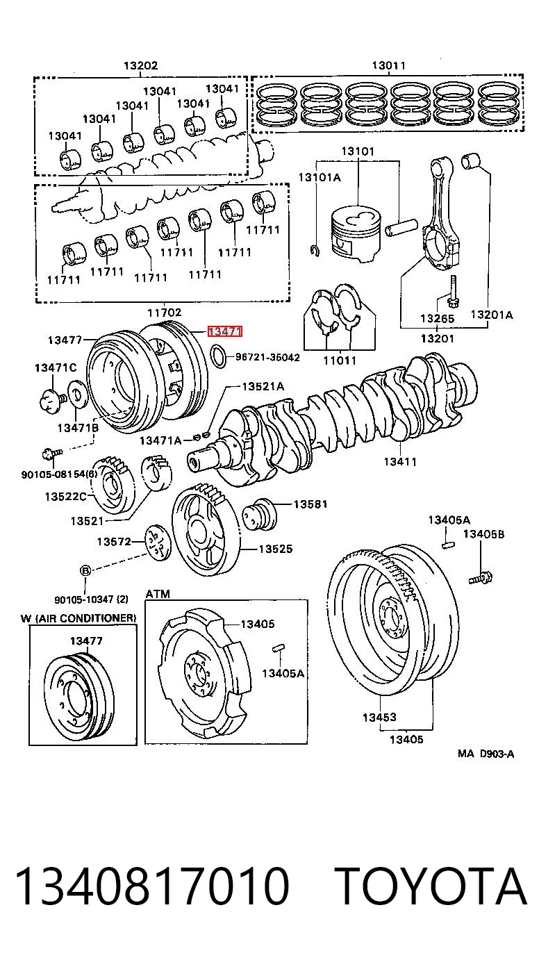 Do koszyka Koło pasowe wału korbowego Toyota Land Cruiser 80 J8