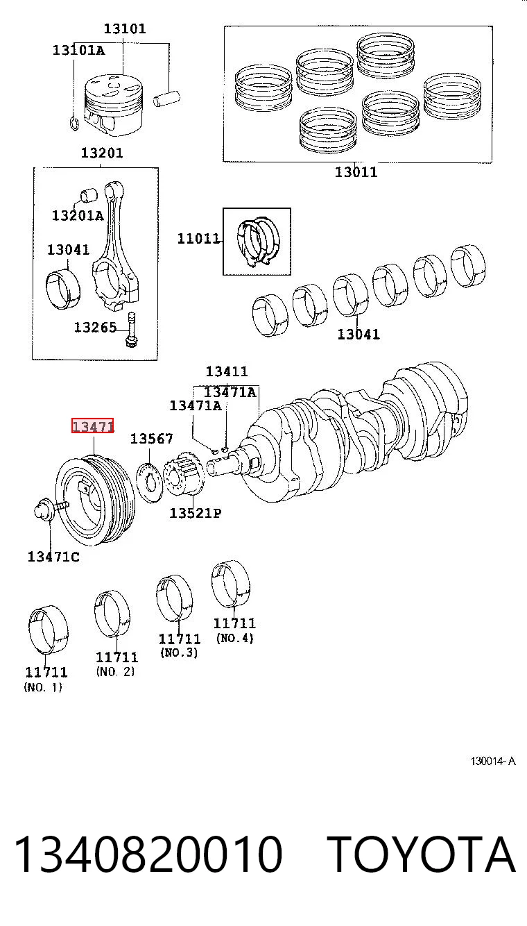 1340820010 Toyota Koło pasowe wału korbowego