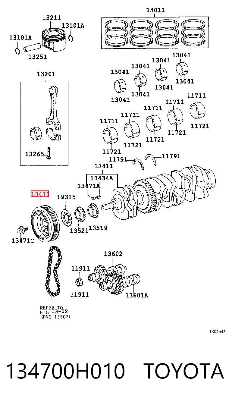 134700H010 Toyota Koło pasowe wału korbowego