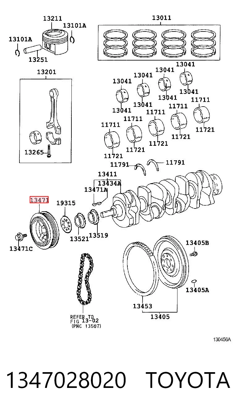 1347028020 Toyota Koło pasowe wału korbowego