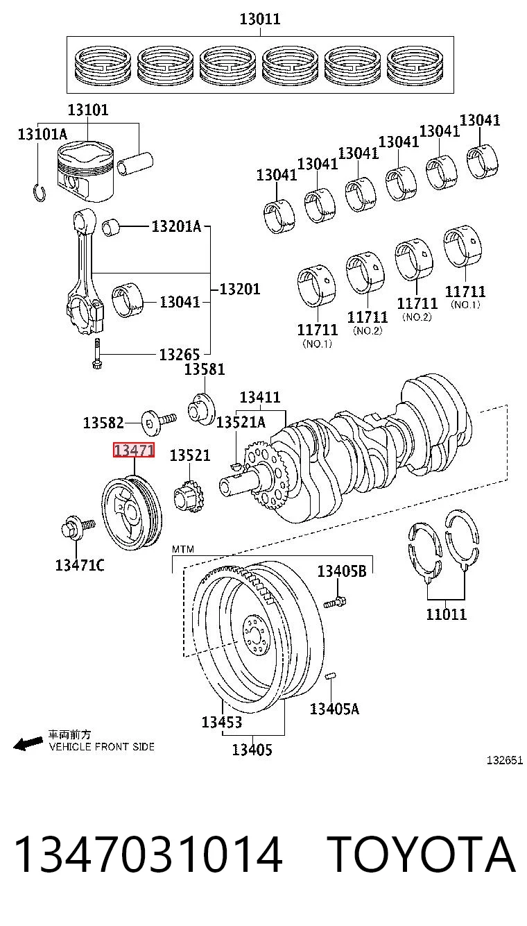 1347031014 Toyota Koło pasowe wału korbowego