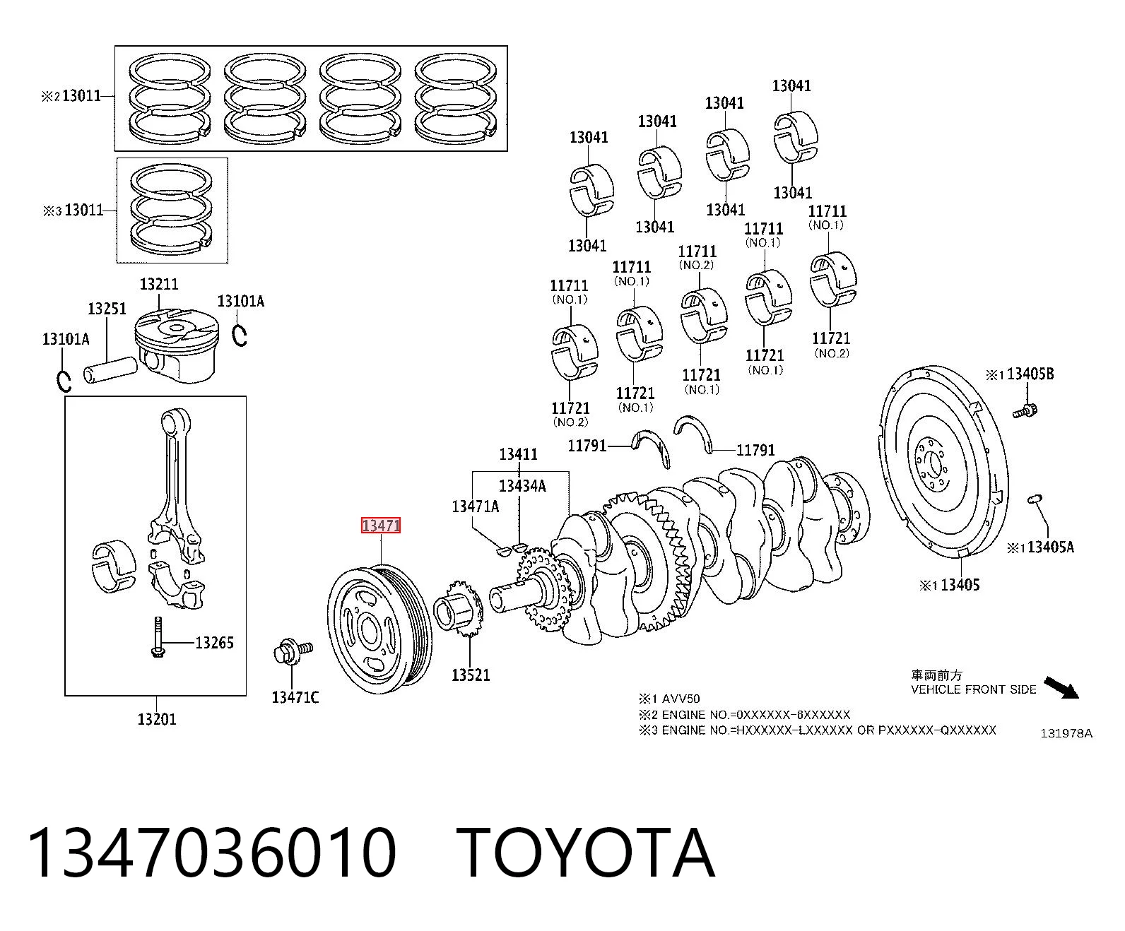 1347036010 Toyota Koło pasowe wału korbowego