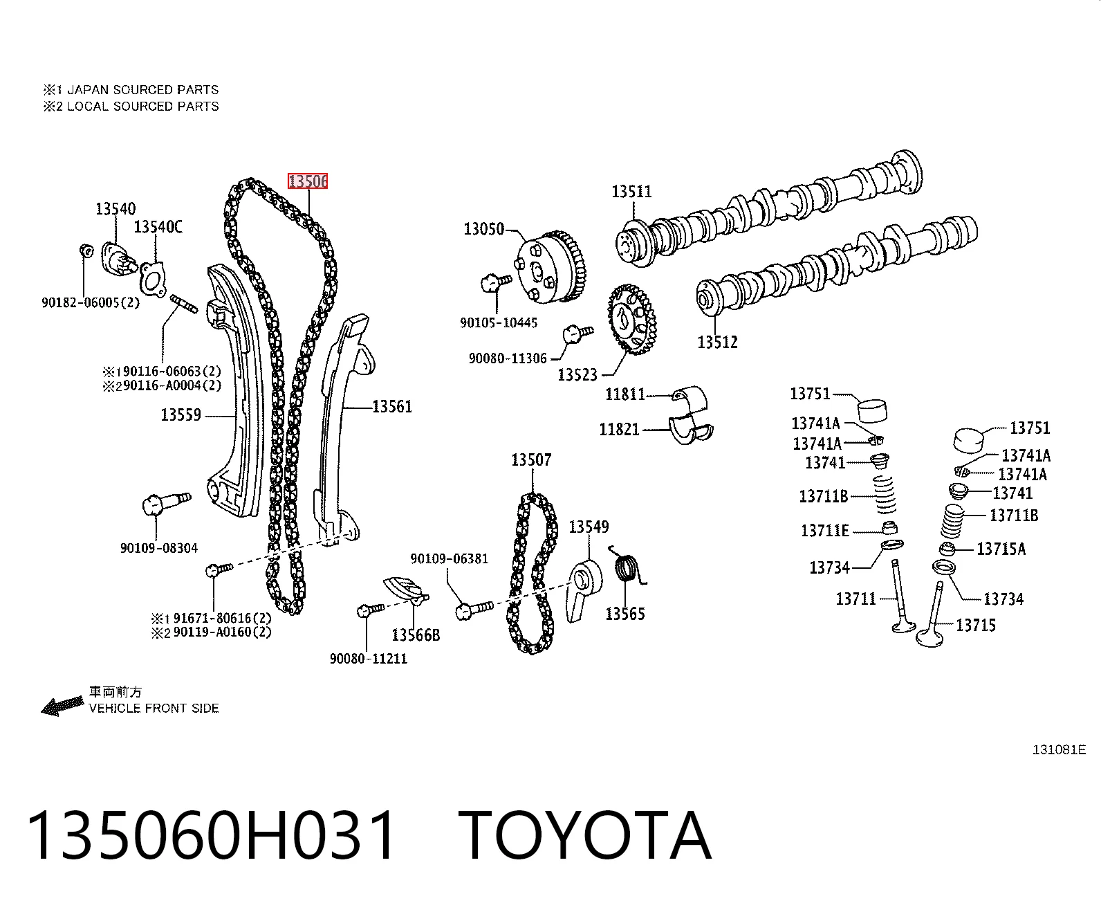 Łańcuch rozrządu Toyota Avensis Verso minivan (LCM) (2001 - 2009) cena, od 45,81 USD