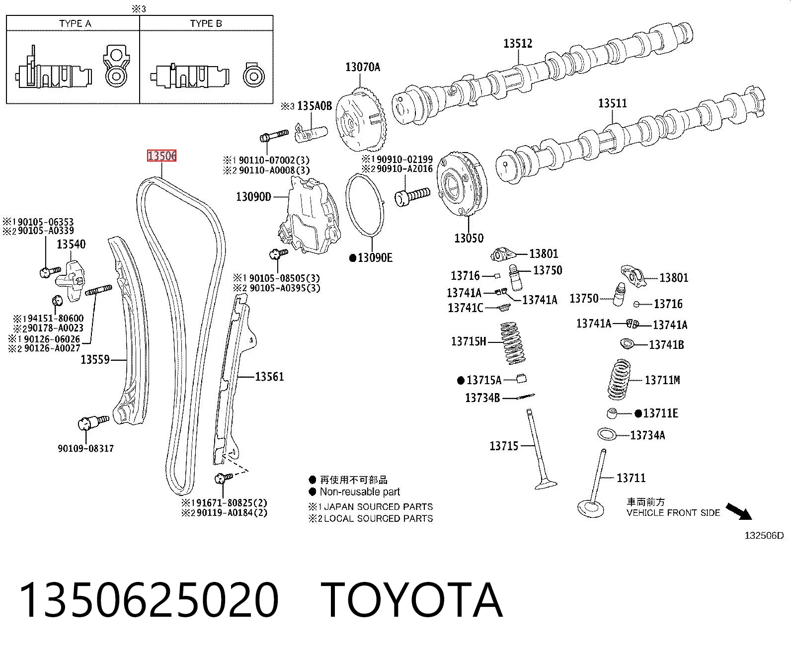 1350625020 Toyota Łańcuch rozrządu