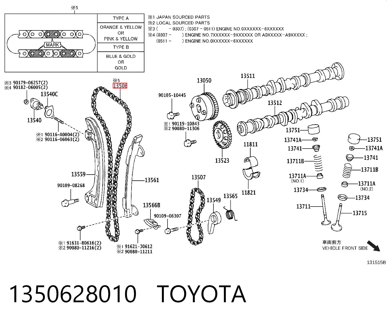 Do koszyka Łańcuch rozrządu Toyota Avensis Verso LCM
