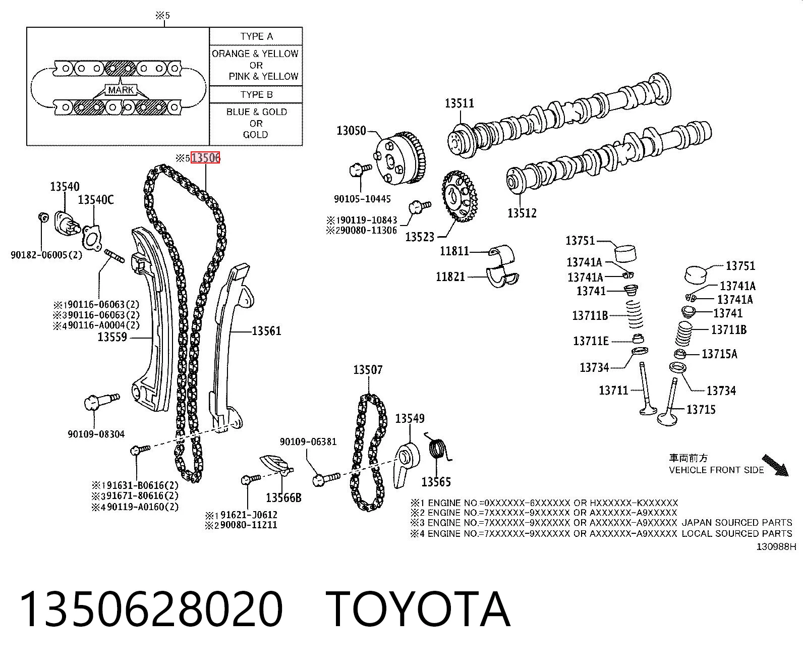 1350628020 Toyota Łańcuch rozrządu
