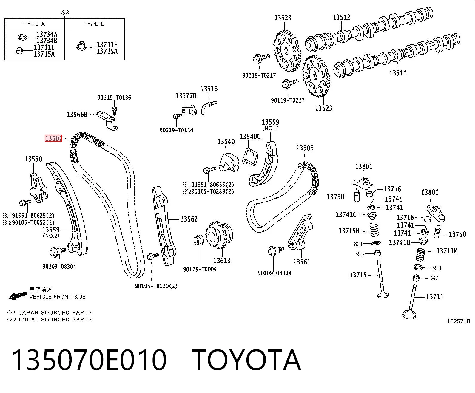 135070E010 Toyota Łańcuch rozrządu