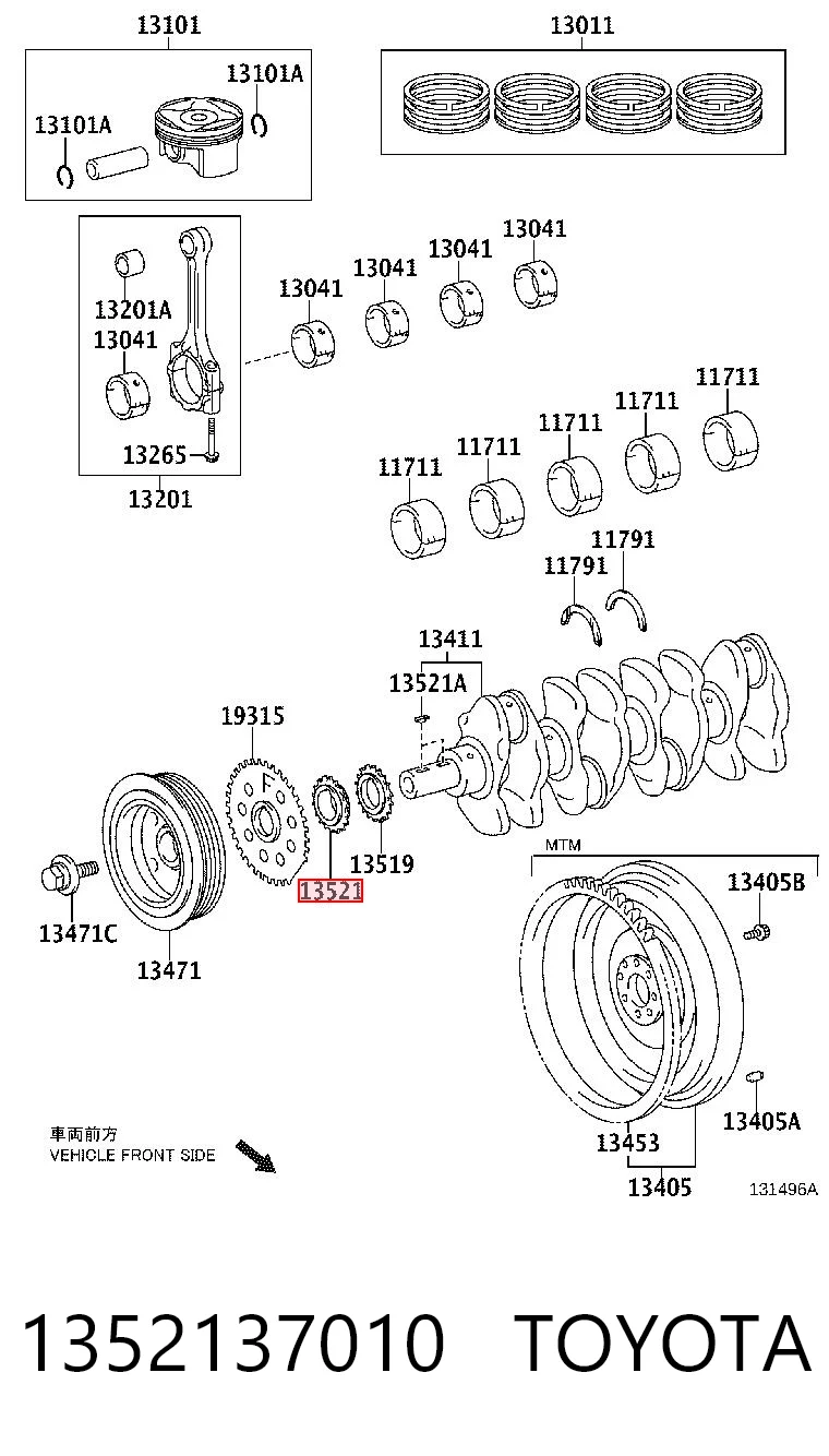 1352137010 Toyota Koło zębate walcowe napędu wałka rozrządu