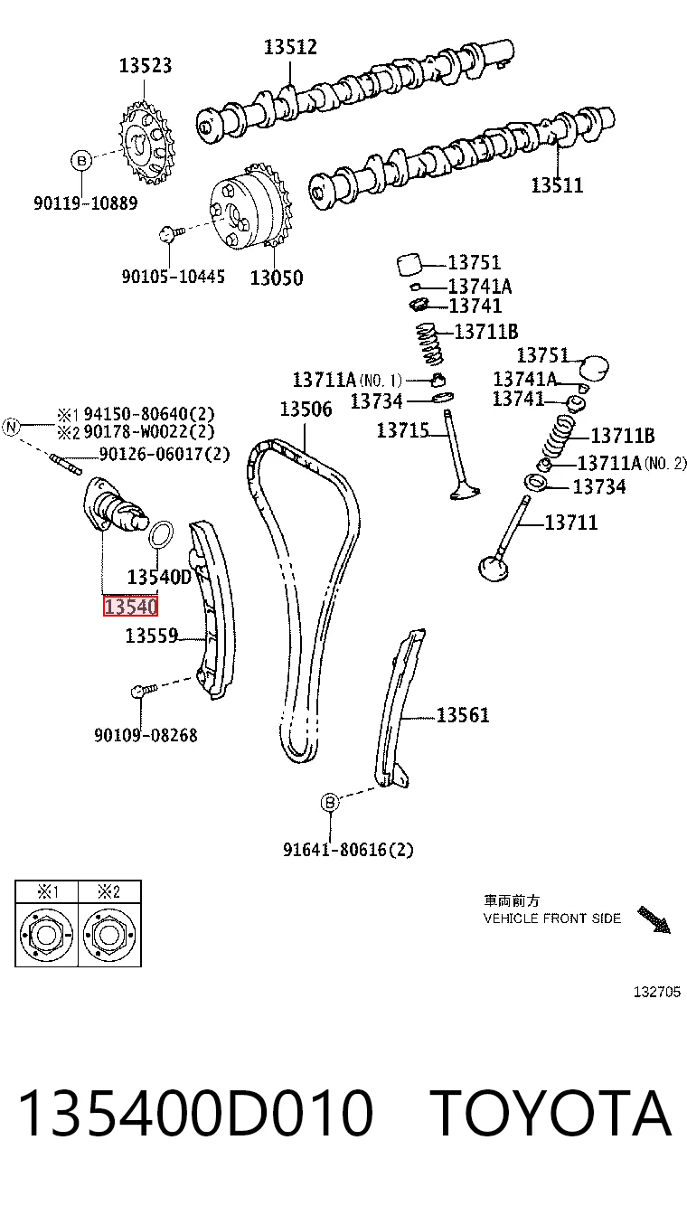 135400D010 Toyota Napinacz łańcucha rozrządu