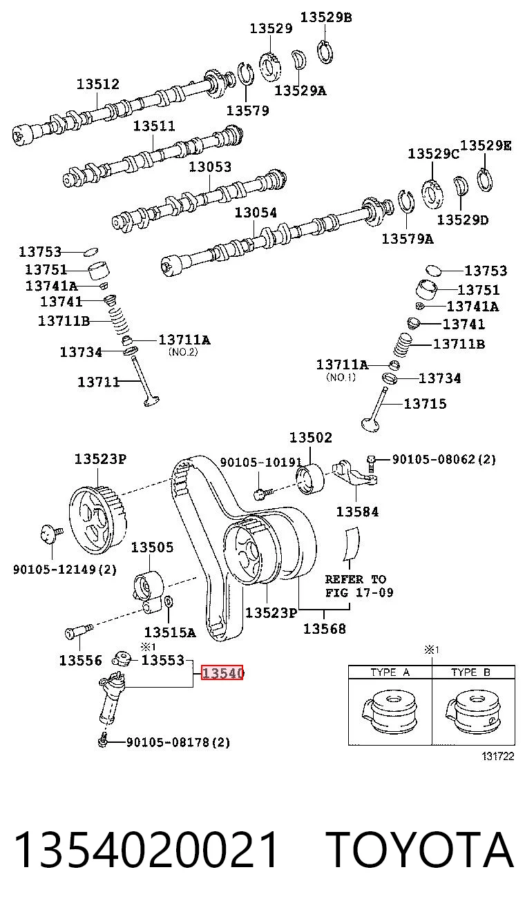 1354020021 Toyota Napinacz paska rozrządu