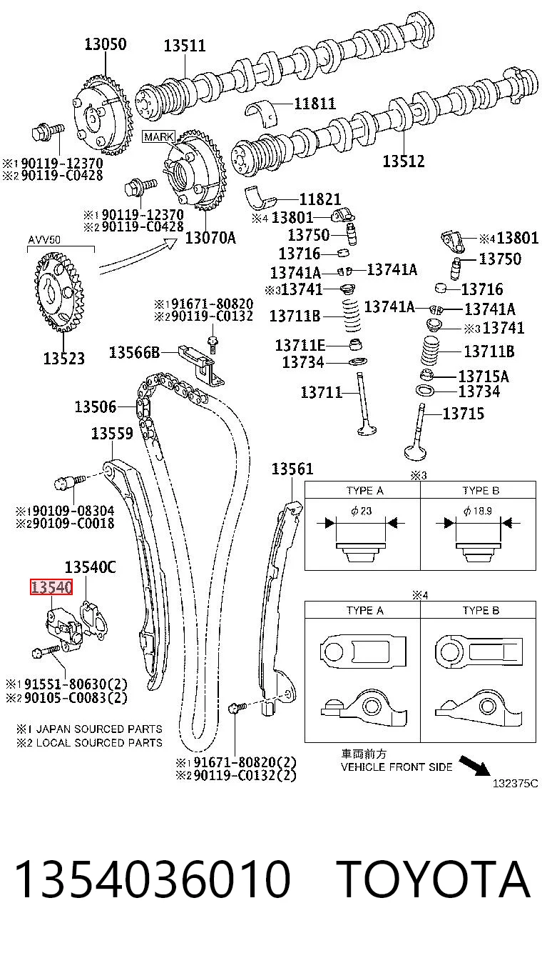 1354036010 Toyota Napinacz łańcucha rozrządu