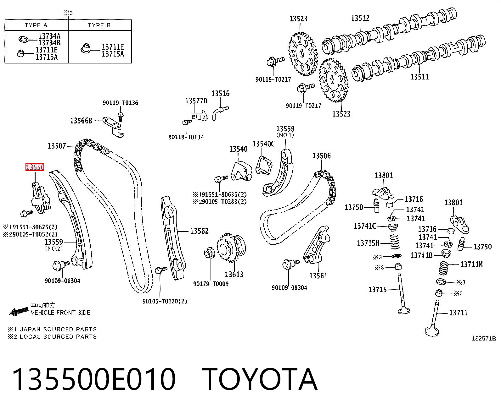 135500E010 Toyota Napinacz łańcucha rozrządu